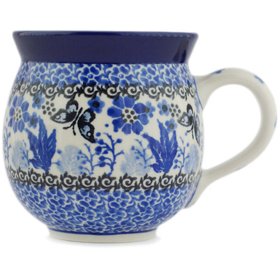 Polish Pottery Bubble Mug 12oz Blue Morpho Garden