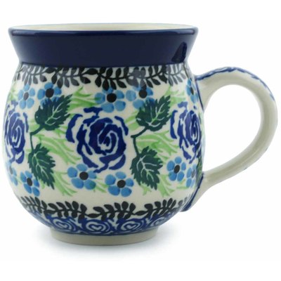 Polish Pottery Bubble Mug 12oz Blue Rose Garden