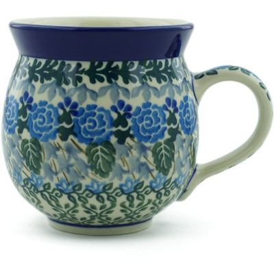 Polish Pottery Bubble Mug 12oz Blue Rose Trellis UNIKAT