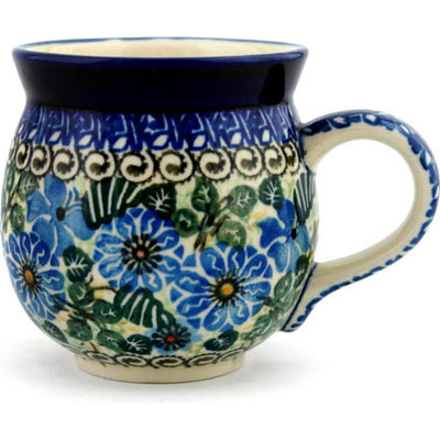 Polish Pottery Bubble Mug 12oz Blue Spring UNIKAT