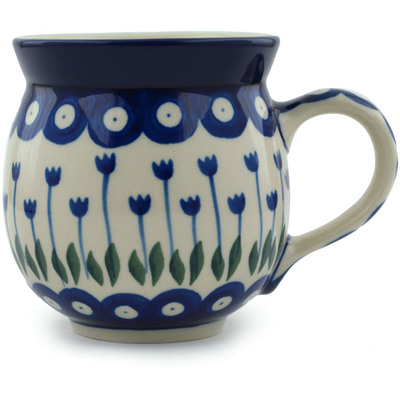 Polish Pottery Bubble Mug 12oz Blue Tulip Peacock