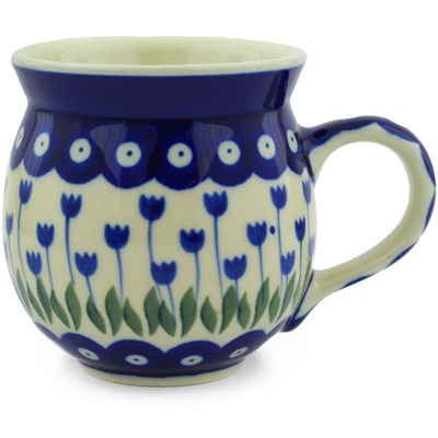 Polish Pottery Bubble Mug 12oz Blue Tulip Peacock