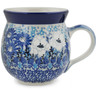 Polish Pottery Bubble Mug 12oz Blue Wildflower Meadow UNIKAT
