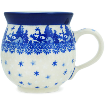 Polish Pottery Bubble Mug 12oz Blue Winter