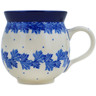 Polish Pottery Bubble Mug 12oz Blue Wreath Of Leaves