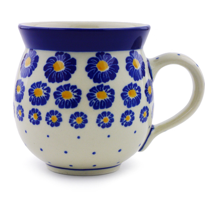 Polish Pottery Bubble Mug 12oz Blue Zinnia