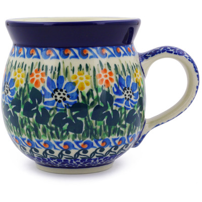 Polish Pottery Bubble Mug 12oz Burst Of Flowers UNIKAT