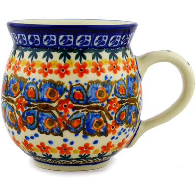 Polish Pottery Bubble Mug 12oz Butterfly Carousel UNIKAT