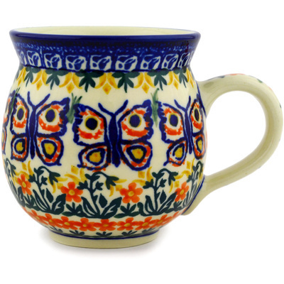 Polish Pottery Bubble Mug 12oz Butterfly Carousel UNIKAT