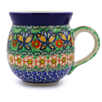 Polish Pottery Bubble Mug 12oz Butterfly Chain UNIKAT