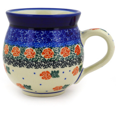 Polish Pottery Bubble Mug 12oz Cabbage Rose Garden