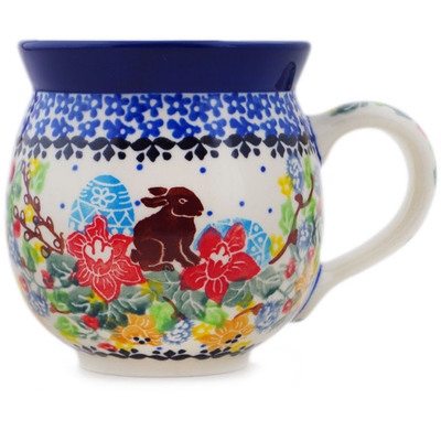 Polish Pottery Bubble Mug 12oz Chocolate Bunny UNIKAT