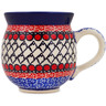 Polish Pottery Bubble Mug 12oz Crimson Circles UNIKAT