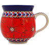 Polish Pottery Bubble Mug 12oz Crimson Poppies UNIKAT