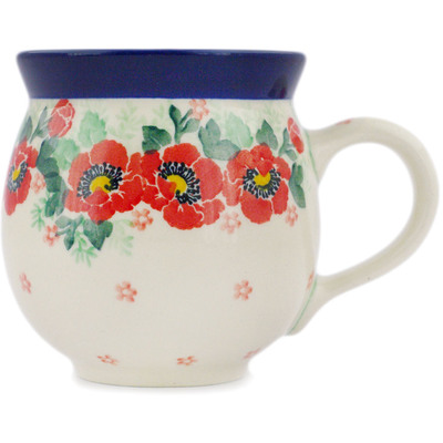 Polish Pottery Bubble Mug 12oz Crimson Poppy