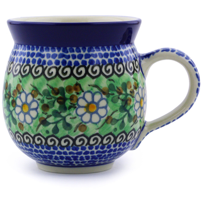 Polish Pottery Bubble Mug 12oz Daisy And Brown Berries UNIKAT