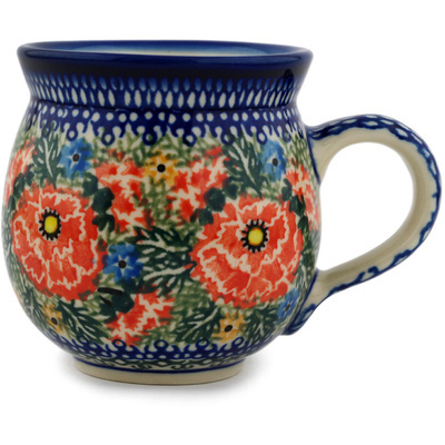 Polish Pottery Bubble Mug 12oz Dancing Pansies UNIKAT