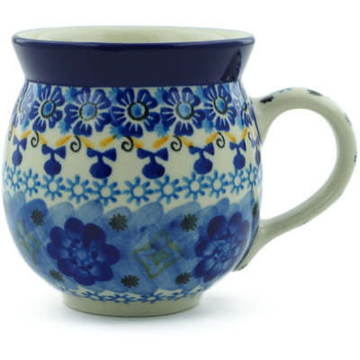 Polish Pottery Bubble Mug 12oz Diamond Flowers UNIKAT