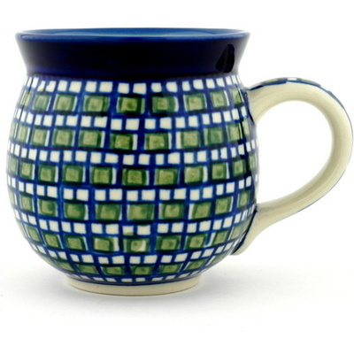 Polish Pottery Bubble Mug 12oz Emerald Mosaic