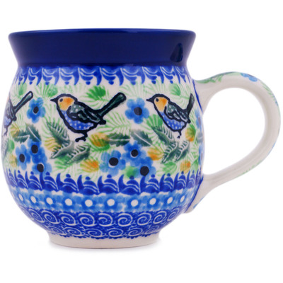 Polish Pottery Bubble Mug 12oz Floral Flock UNIKAT