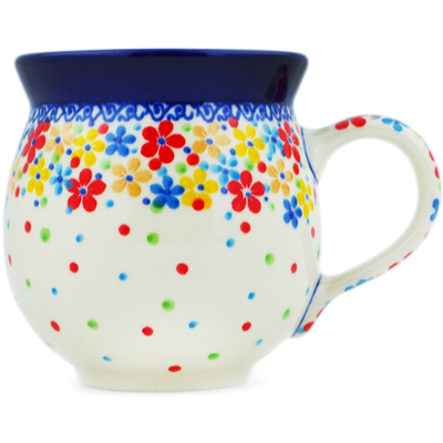 Polish Pottery Bubble Mug 12oz Flower Meadow In The Garden UNIKAT