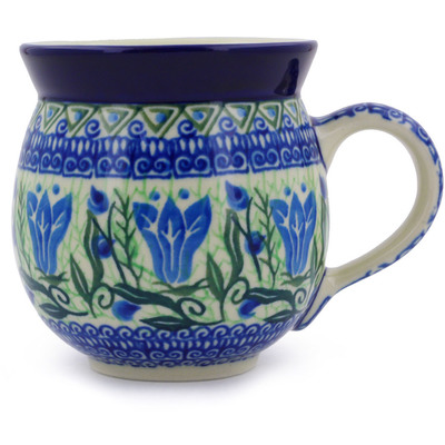 Polish Pottery Bubble Mug 12oz Gentian Wreath UNIKAT