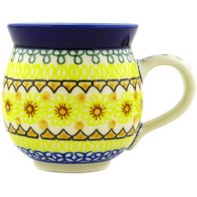 Polish Pottery Bubble Mug 12oz Geometric Sunflower