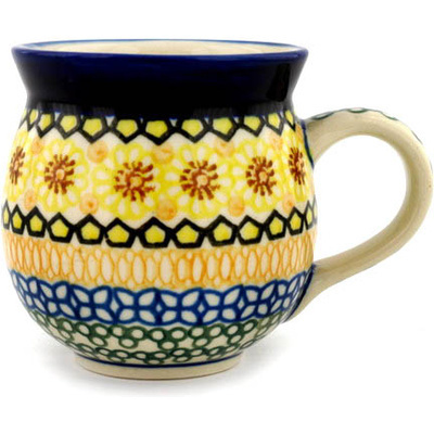 Polish Pottery Bubble Mug 12oz Geometric Sunflower