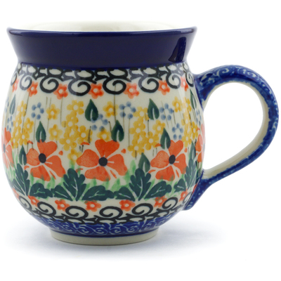 Polish Pottery Bubble Mug 12oz Golden Daisies UNIKAT