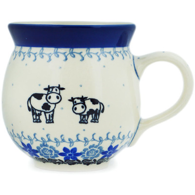 Polish Pottery Bubble Mug 12oz Happy Cows