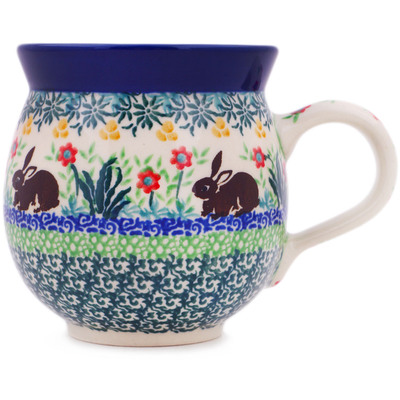 Polish Pottery Bubble Mug 12oz Happy Hops UNIKAT
