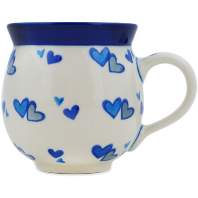 Polish Pottery Bubble Mug 12oz Heart Blues