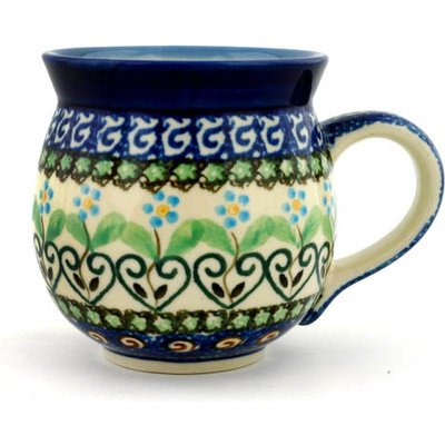 Polish Pottery Bubble Mug 12oz Heart Vines UNIKAT