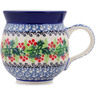 Polish Pottery Bubble Mug 12oz Holly Berry Wreath