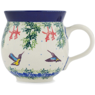 Polish Pottery Bubble Mug 12oz Hummingbird Oasis