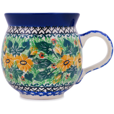 Polish Pottery Bubble Mug 12oz Leafy Heart Garden UNIKAT