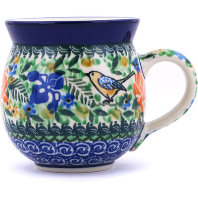 Polish Pottery Bubble Mug 12oz Love Bird Meadow UNIKAT