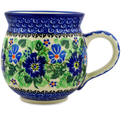 Polish Pottery Bubble Mug 12oz Morning Glory Wreath UNIKAT