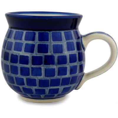 Polish Pottery Bubble Mug 12oz Mosaic Blue UNIKAT