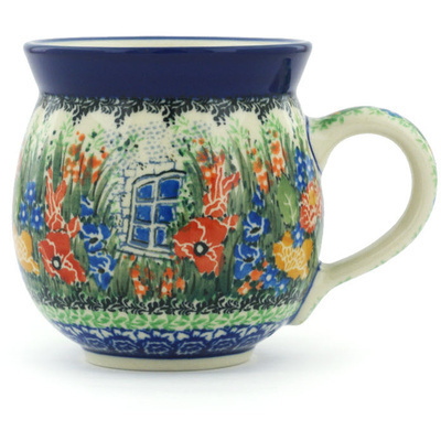 Polish Pottery Bubble Mug 12oz My Garden Window UNIKAT