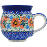 Polish Pottery Bubble Mug 12oz Orange Blooms UNIKAT