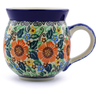 Polish Pottery Bubble Mug 12oz Orange Wreath UNIKAT