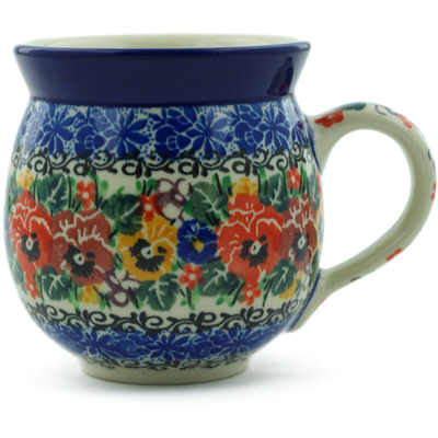 Polish Pottery Bubble Mug 12oz Pansy Garden UNIKAT