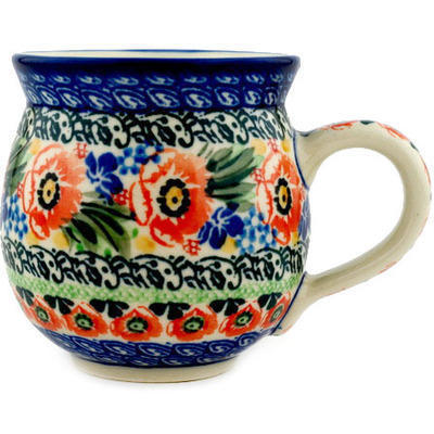 Polish Pottery Bubble Mug 12oz Pansy Meadow UNIKAT