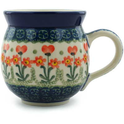 Polish Pottery Bubble Mug 12oz Peach Spring Daisy