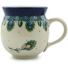 Polish Pottery Bubble Mug 12oz Peacock Feather