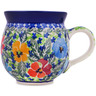 Polish Pottery Bubble Mug 12oz Playful Pansies UNIKAT