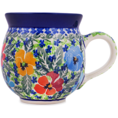 Polish Pottery Bubble Mug 12oz Playful Pansies UNIKAT