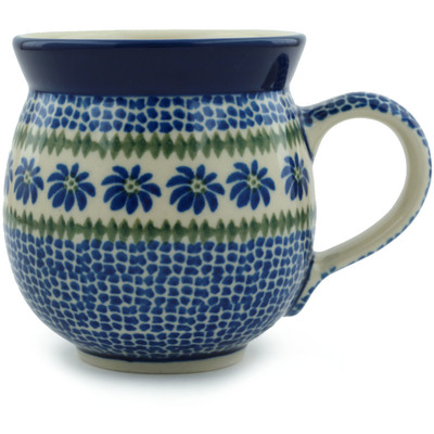 Polish Pottery Bubble Mug 12oz Polka Dot Daisy