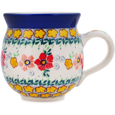 Polish Pottery Bubble Mug 12oz Popcorn Garden UNIKAT